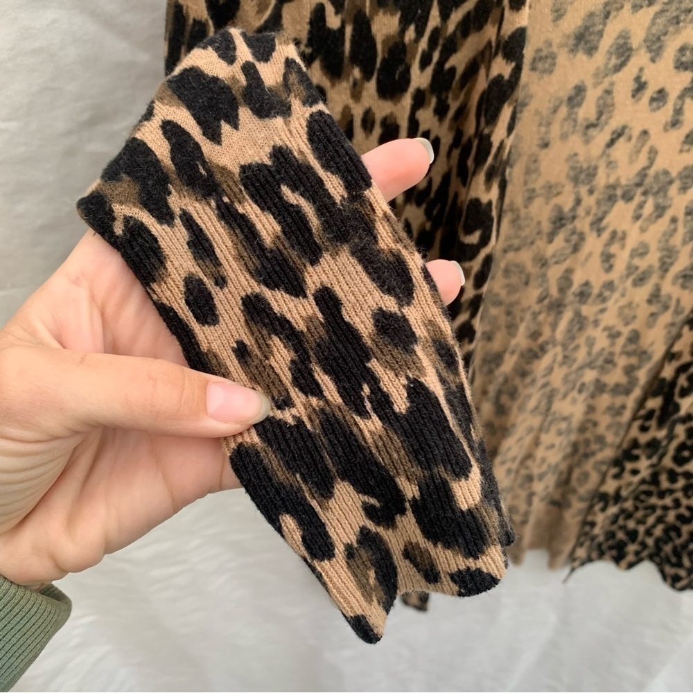 Halogen Linen Blend Leopard Print Cardigan Mobwife Animal Print Size Large - Picture 6 of 7